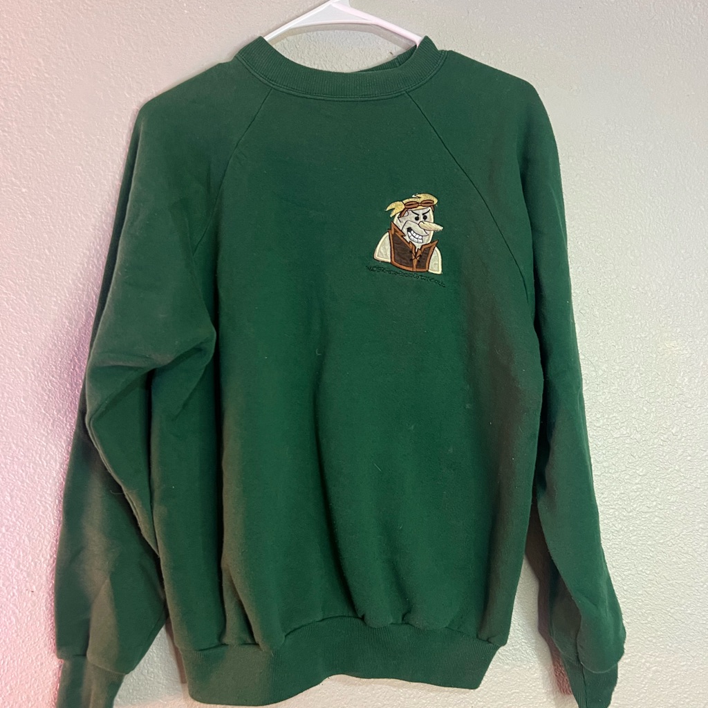Vintage Hanes Green Crewneck Mens Sweater With Embroidered Design 1996